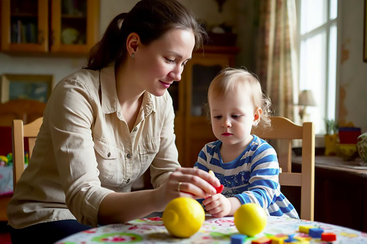 няня играет с ребенком