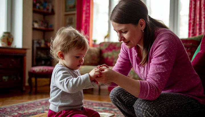 няня играет с ребенком