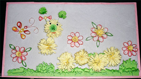 Панно в технике квиллинг «Весёлая гусеница». 