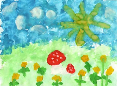 «На лесной опушке две красные макушки»