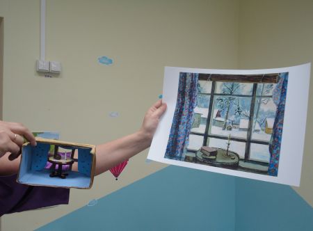 Макет и картина Кончаловского П. П. &laquo;Окно поэта&raquo;