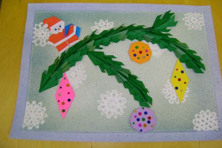 Новогодняя открытка в технике оригами