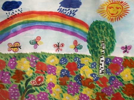 Радужные цвета на пестром лугу