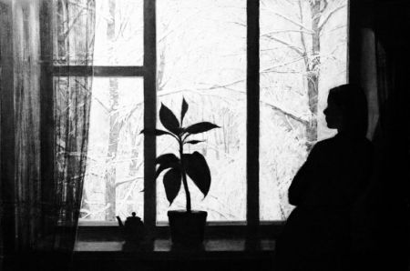 Снег за окном