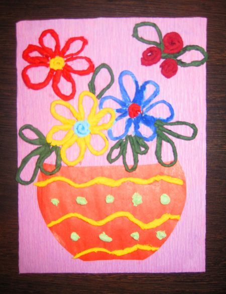 Букет для мамы  в технике аппликация