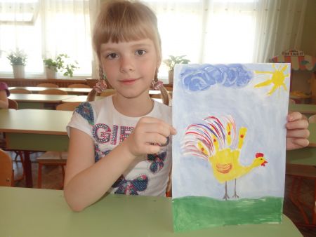 Рисование ладошками «Петушок»