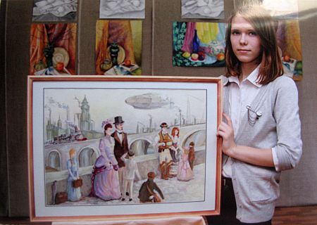 Настя со своей работой