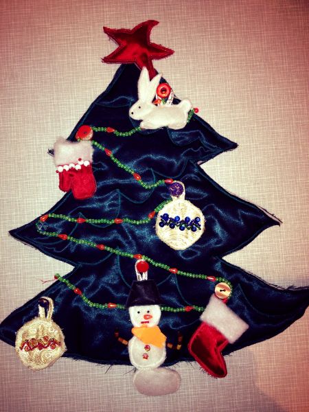 Фото 3. Готовая нарядная Елочка с прикрепленными к пуговичкам елочными игрушками