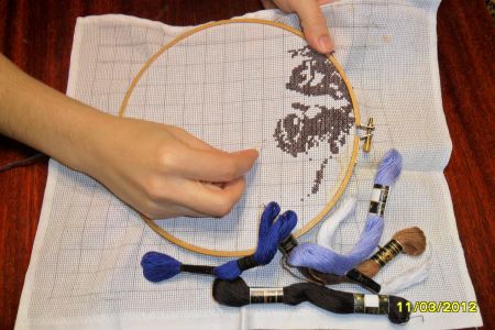 Картина «Навстречу ветру» в технике «Вышивка крестом»