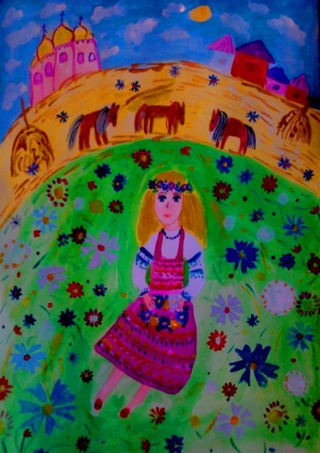 Рисунок 2. «На родном лужочке соберу цветочки и сплету веночки»