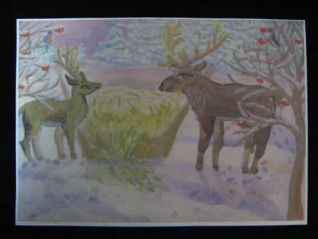 Рисунок 1. Лось и лосенок