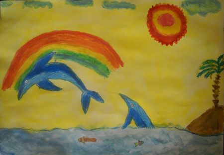 Рисунок 2. Дельфины играют после дождя