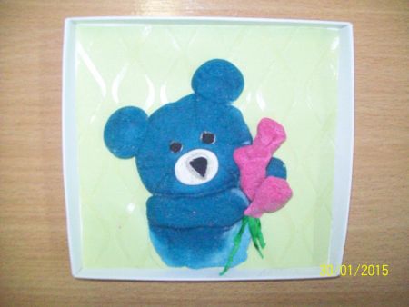 Картина «Медвежонок» из соленого теста